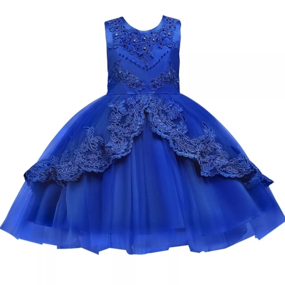 Tip Top Kids Dresses Royal Blue Lace Flower Girl Party Dress Gown